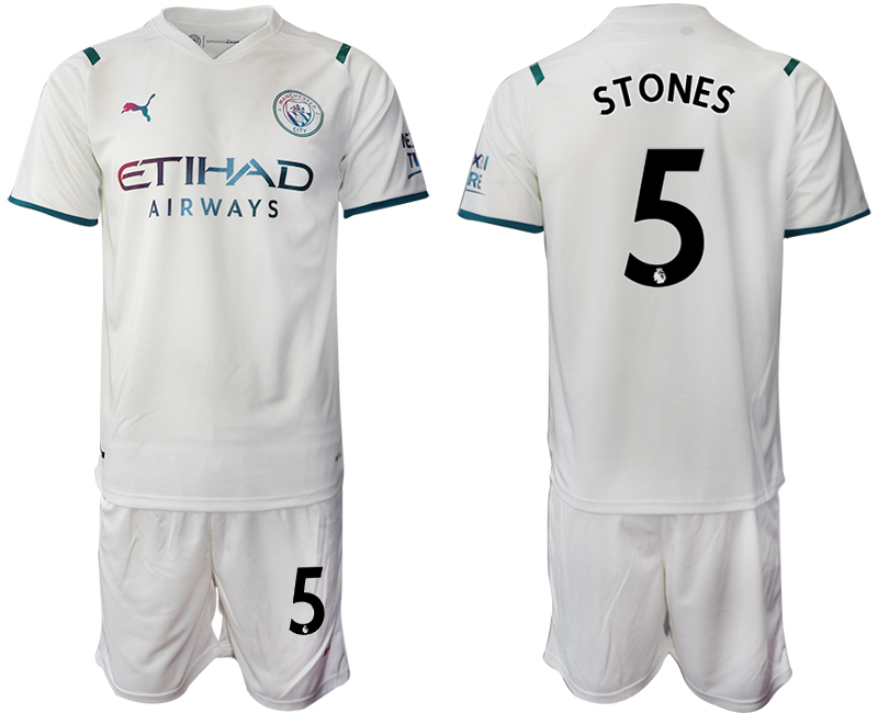 Men 2021-2022 Club Manchester City away White #5 Soccer Jersey->manchester city jersey->Soccer Club Jersey
